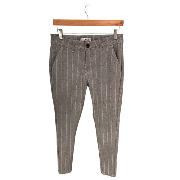 Legend London Mens Gray Striped Slim Fit Trousers Size 32 Polyester & Cotton Ble - Picture 1 of 8